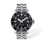 Front view of the watch Tissot Seastar 1000 43mm with shadow