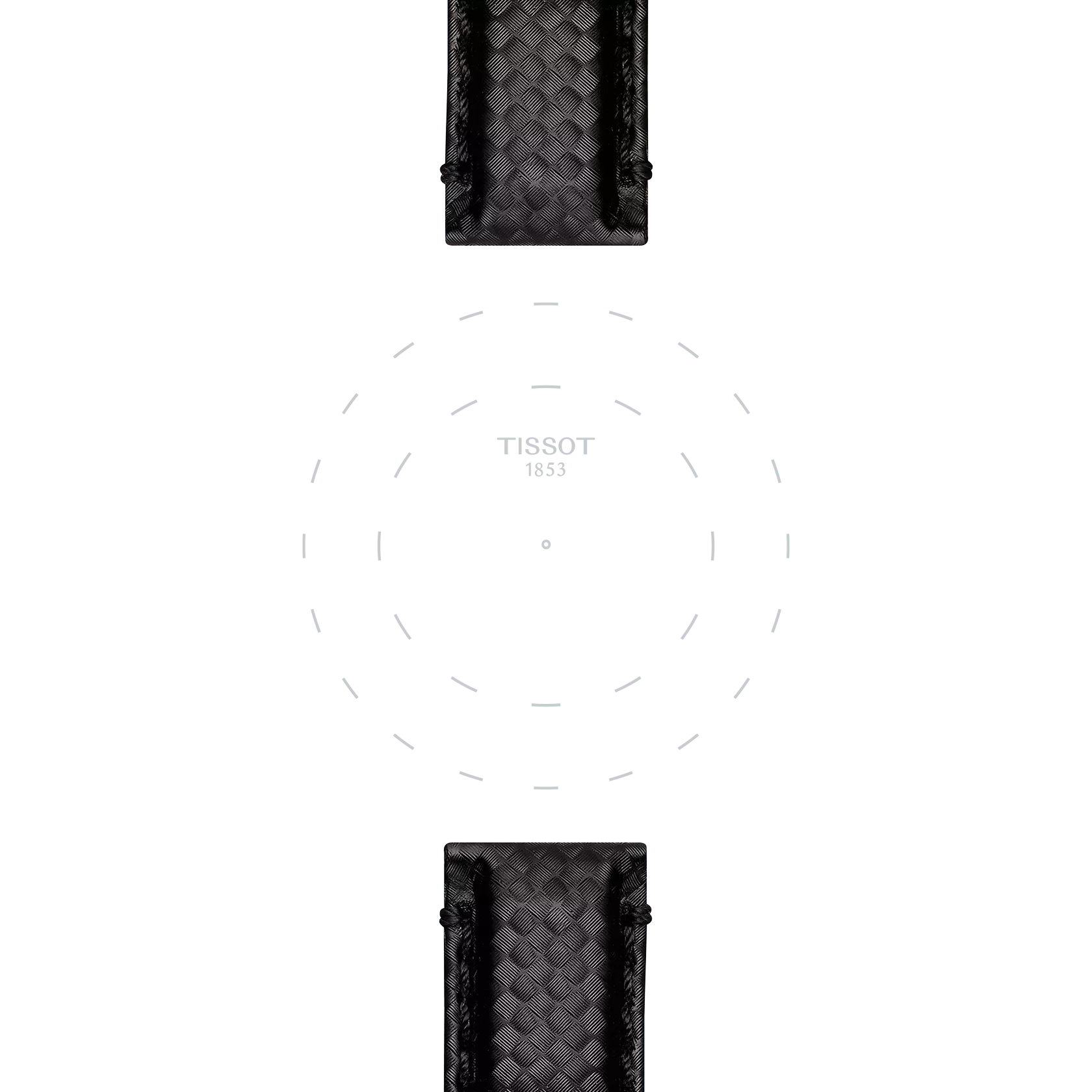 티쏘 정품 블랙 패브릭 스트랩 러그 20 mm 의 러그에 초점