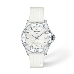 Front view of the watch Tissot Seastar 1000 36mm with shadow