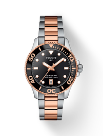 Front view of the watch Tissot Seastar 1000 36mm with shadow