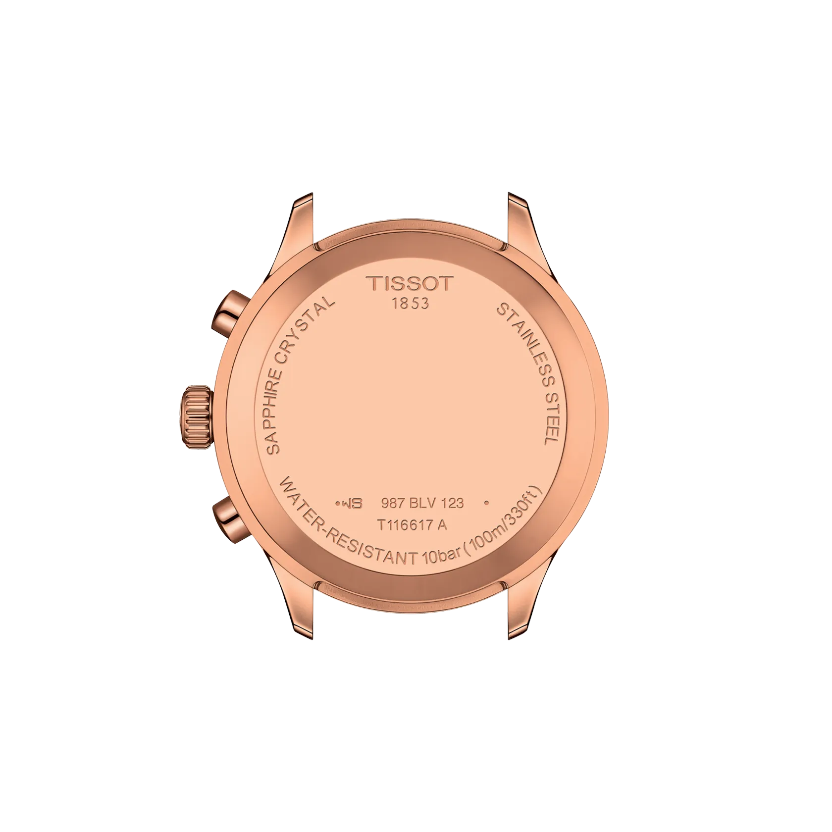 Back view of the watch case Tissot Chrono XL Classic 45mm