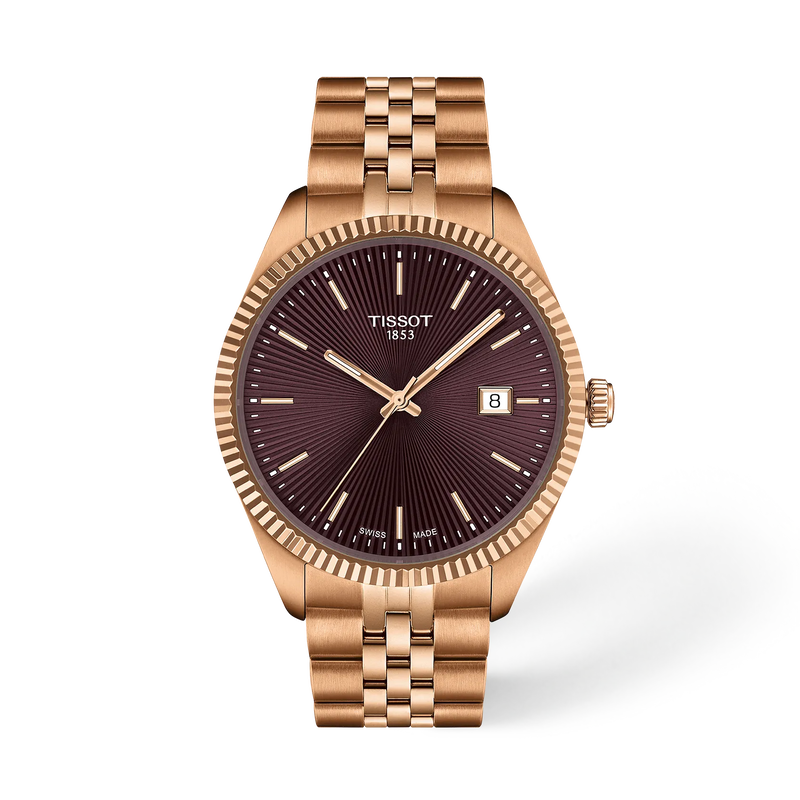 Vooraanzicht van het horloge Tissot Ballade 40mm met schaduw