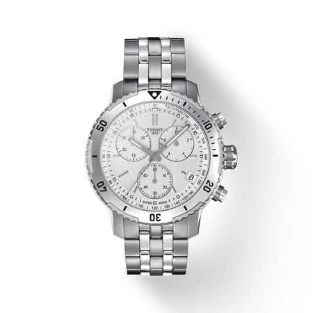 มุมมองด้านหน้าของนาฬิกา Tissot PRS 200 พร้อมเงา