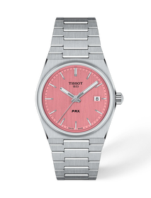 Vista frontal del reloj Tissot PRX 35mm con sombra