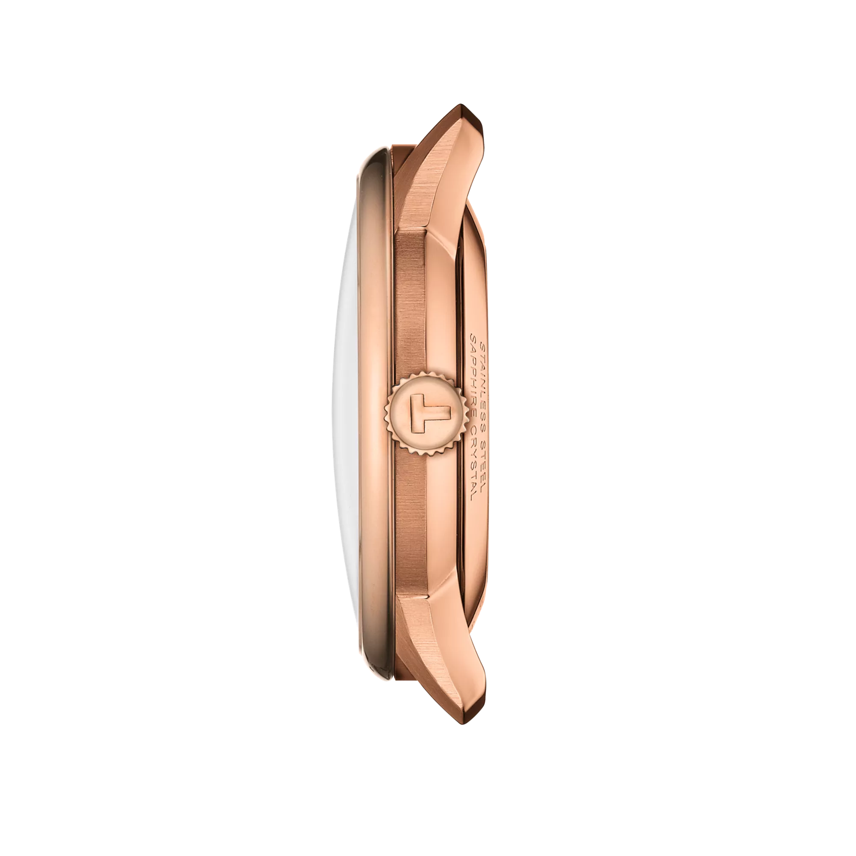 Profile view of the watch case Tissot Chemin des Tourelles Powermatic 80 39 mm