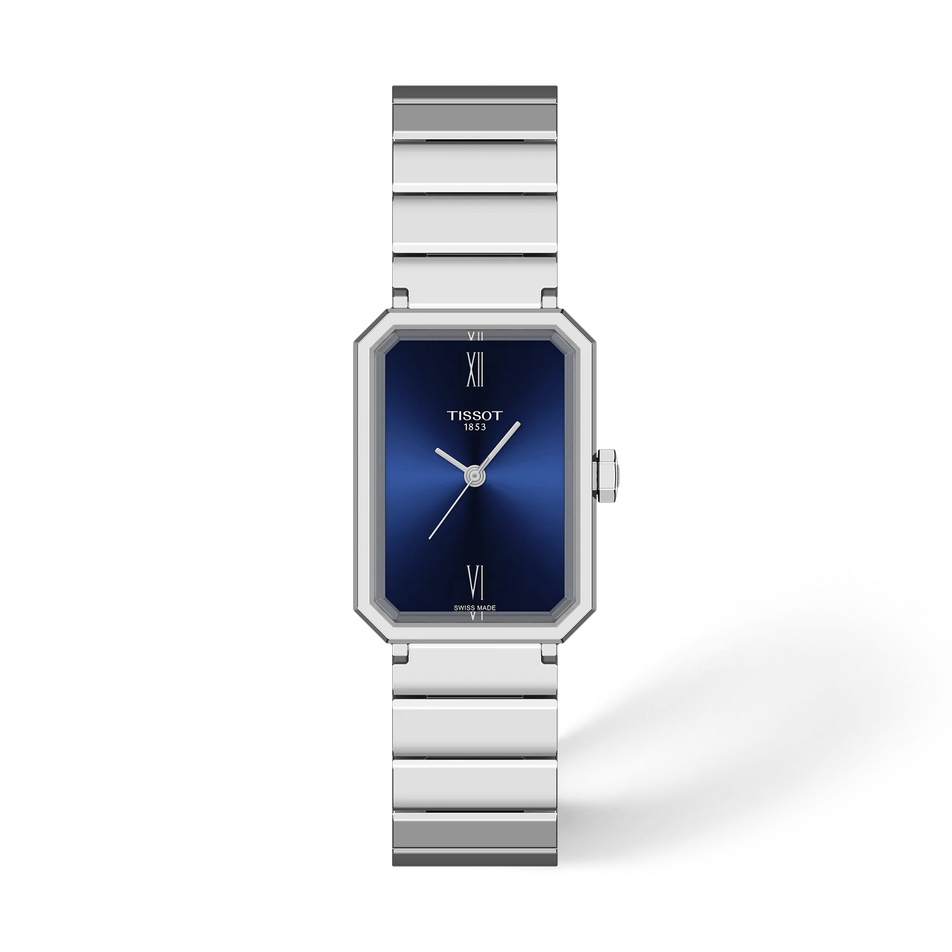 Front view of the watch Tissot SRV 30mm with shadow