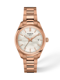 Front view of the watch Tissot PR 100 34mm with shadow