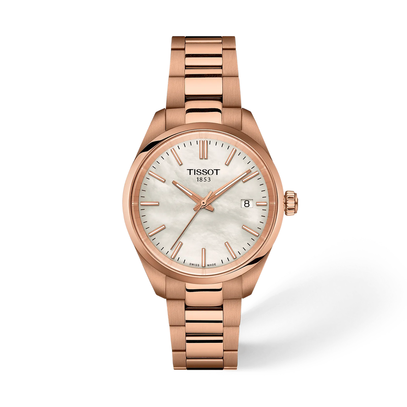 Vorderansicht der Uhr Tissot PR 100 34mm mit Schatten