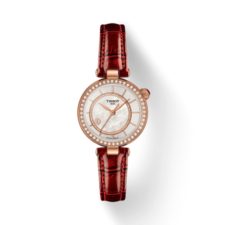 Front view of the watch Tissot D&eacute;sir 28mm with shadow