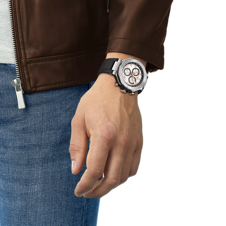 Simulation of the watch Tissot T-Race 45mm on a wrist