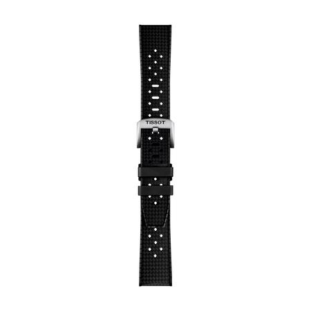 Front view of Tissot Official Black Rubber Strap Lugs 20mm