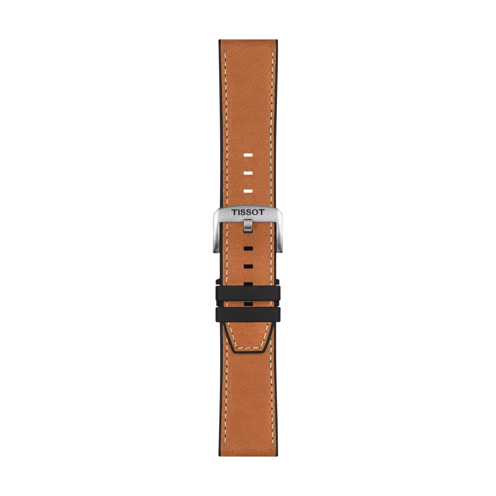 Front view of Tissot Official Brown Leather Strap Lugs 23 mm