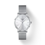 그림자가 있는 티쏘 에브리타임 34mm 시계의 전면 보기