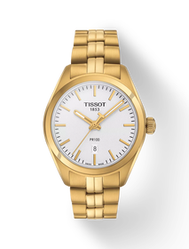 มุมมองด้านหน้าของนาฬิกา Tissot PR 100 Lady พร้อมเงา