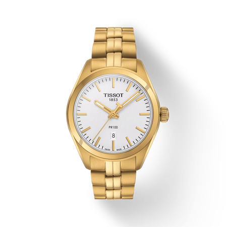 Front view of the watch Tissot PR 100 Lady with shadow