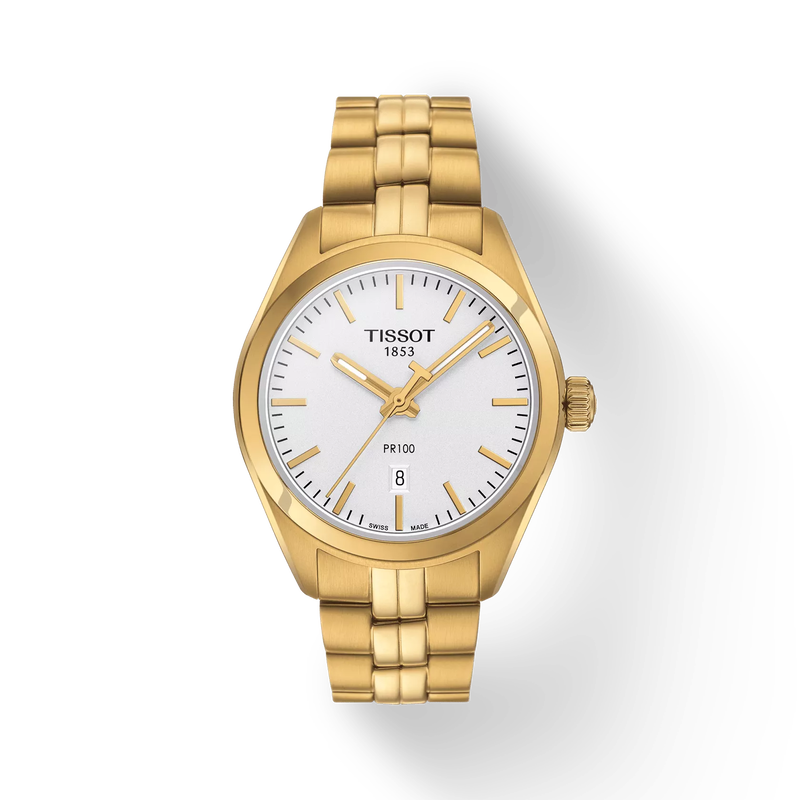 Front view of the watch Tissot PR 100 Lady with shadow