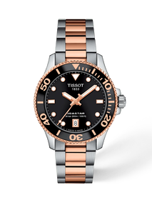 Front view of the watch Tissot Seastar 1000 36mm with shadow