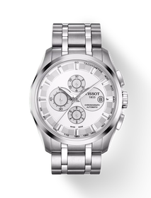 มุมมองด้านหน้าของนาฬิกา Tissot Couturier Automatic Chronograph พร้อมเงา