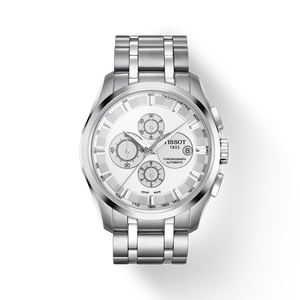 Front view of the watch Tissot Couturier Automatic Chronograph with shadow