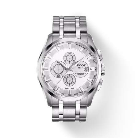 Front view of the watch Tissot Couturier Automatic Chronograph with shadow