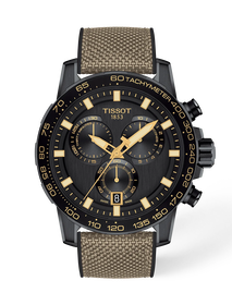 Front view of the watch Tissot Supersport Chrono 45.5mm with shadow