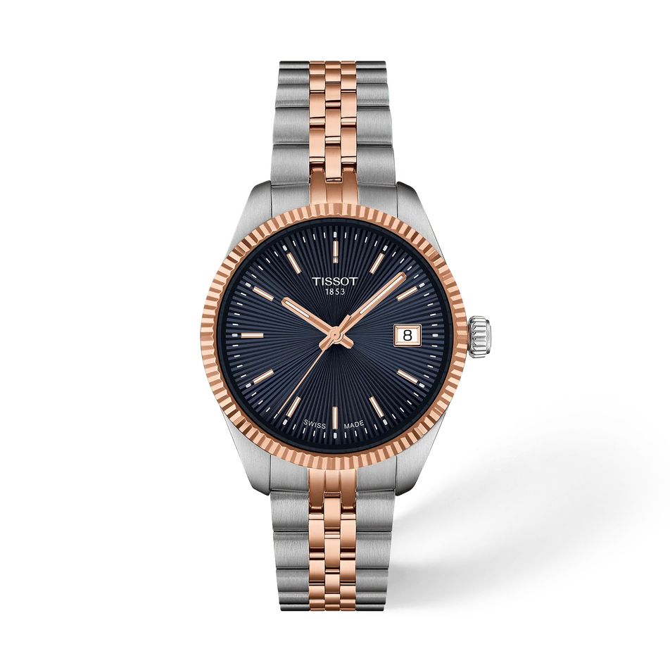 Front view of the watch Tissot Ballade 34mm with shadow