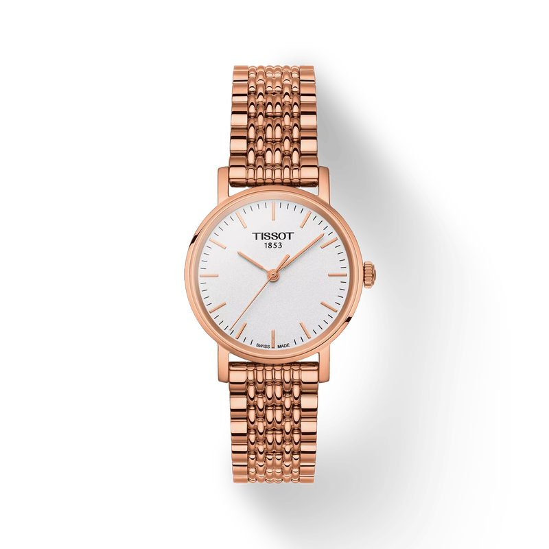 Front view of the watch Tissot Everytime 30mm with shadow