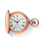 Vooraanzicht van het horloge Tissot Savonnette Mechanical met schaduw