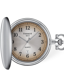 Vista frontal del reloj Tissot Savonnette 48.5mm con sombra