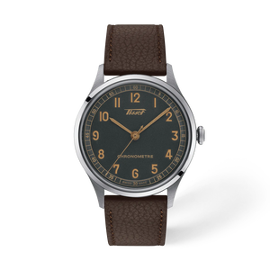 Front view of the watch Tissot Heritage 1938 39mm with shadow