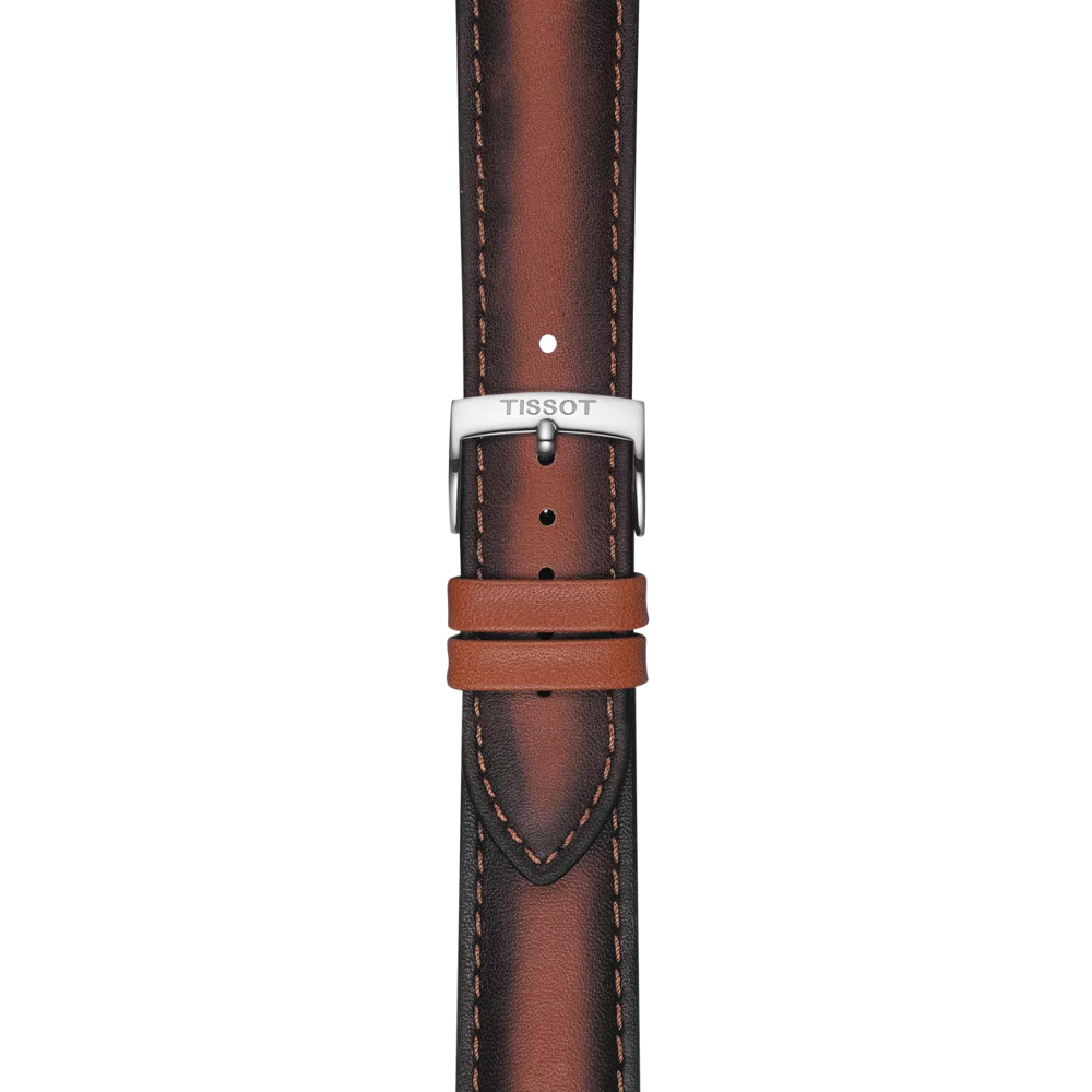 Zoom on Tissot kahverengi deri kayış boynuz aralığı 20 mm 
