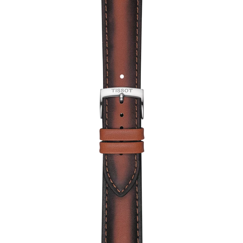 Zoom on Tissot kahverengi deri kayış boynuz aralığı 20 mm 