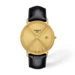 Vorderansicht der Uhr Tissot Goldrun Gold 38mm mit Schatten