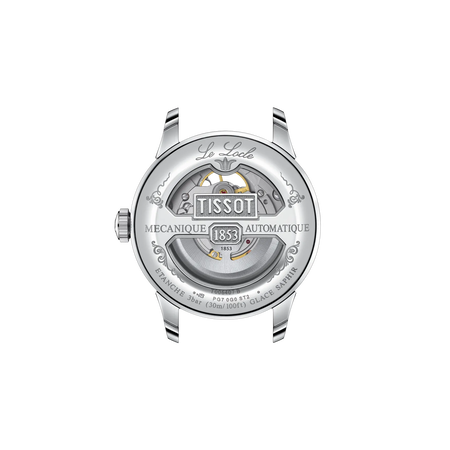 มุมมองด้านหลังของตัวเรือนนาฬิกา Tissot Le Locle Open Heart 39.3mm