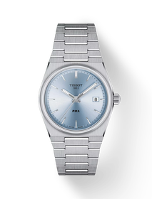 Front view of the watch Tissot PRX 35mm with shadow