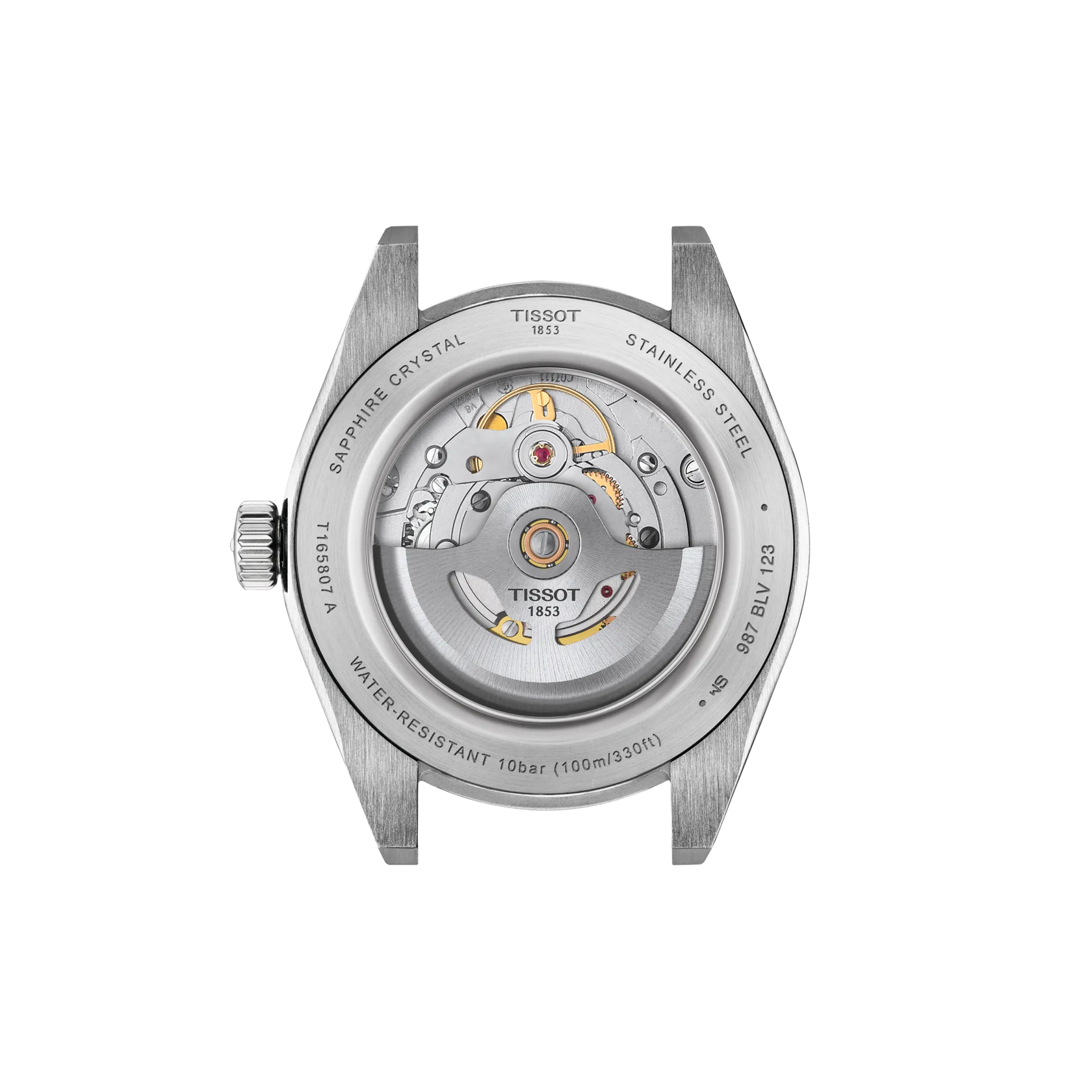 Back view of the watch case Tissot Gentleman 38mm