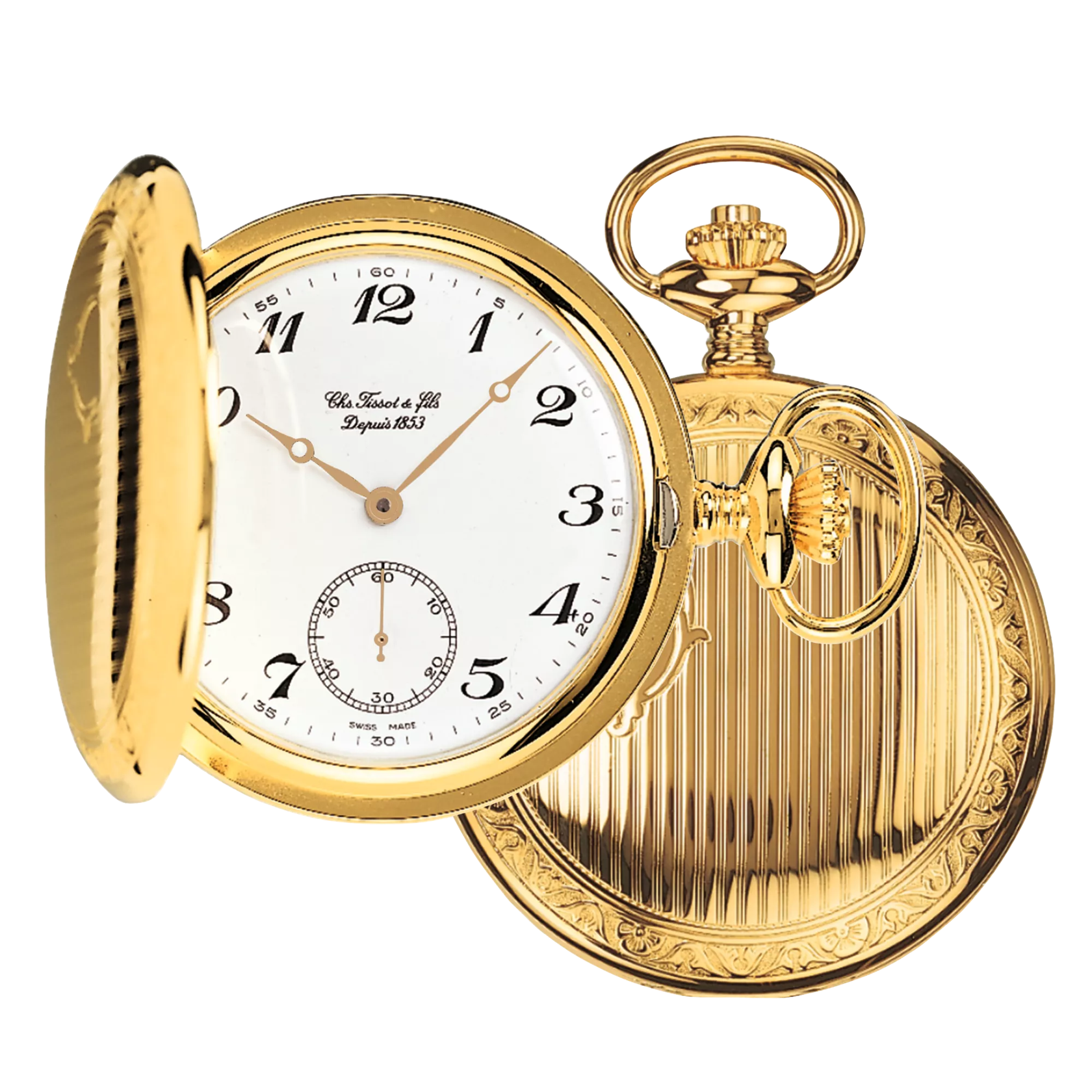 Front view of the watch Tissot Savonnette Mechanical