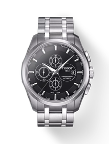 มุมมองด้านหน้าของนาฬิกา Tissot Couturier Automatic Chronograph พร้อมเงา