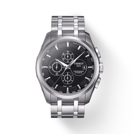 Front view of the watch Tissot Couturier Automatic Chronograph with shadow