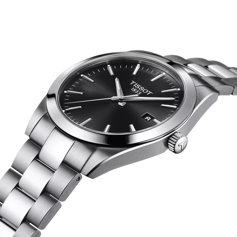 Tissot Gentleman Quartz - Orologio Uomo Acciaio Nero, Cassa 40mm, Movimento Al Quarzo Svizzero, T1274101604101