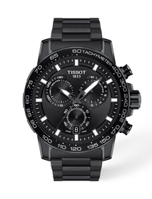 Front view of the watch Tissot Supersport Chrono 45.5mm with shadow