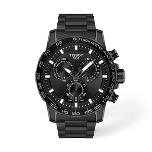 Front view of the watch Tissot Supersport Chrono 45.5mm with shadow