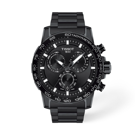 Front view of the watch Tissot Supersport Chrono 45.5mm with shadow
