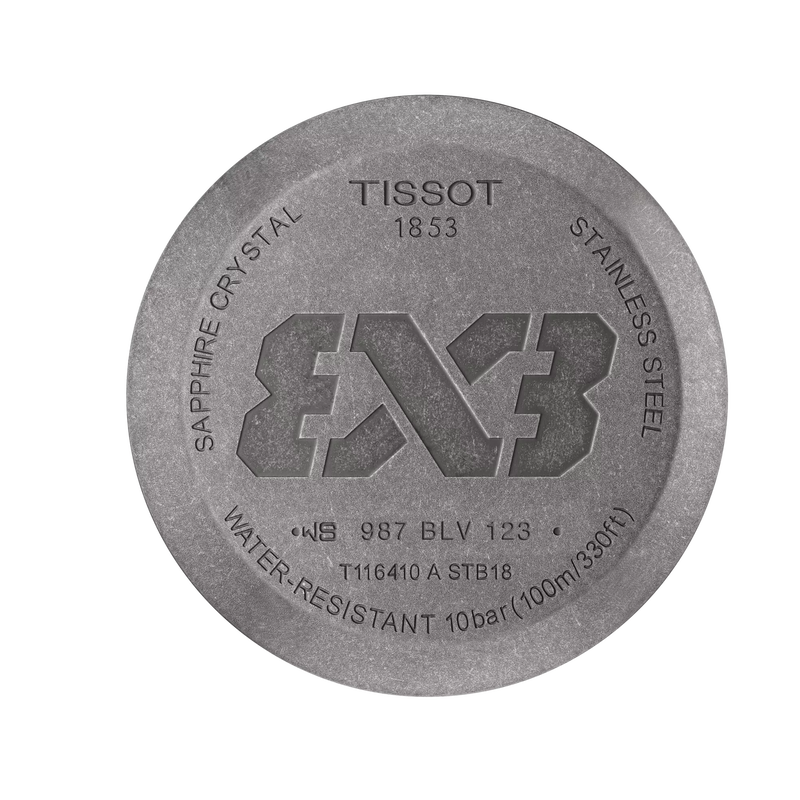 Back view of the watch case Tissot Gent XL 3x3 Street Basketball