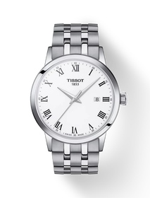 Front view of the watch Tissot Classic Dream 42mm with shadow