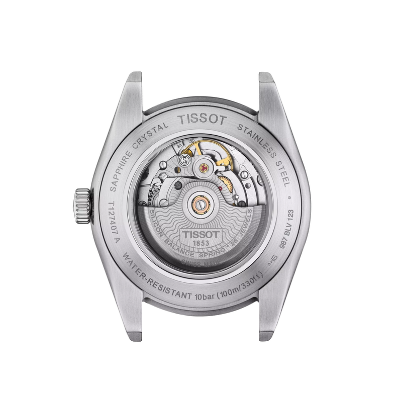 Back view of the watch case Tissot Gentleman Powermatic 80 Silicium