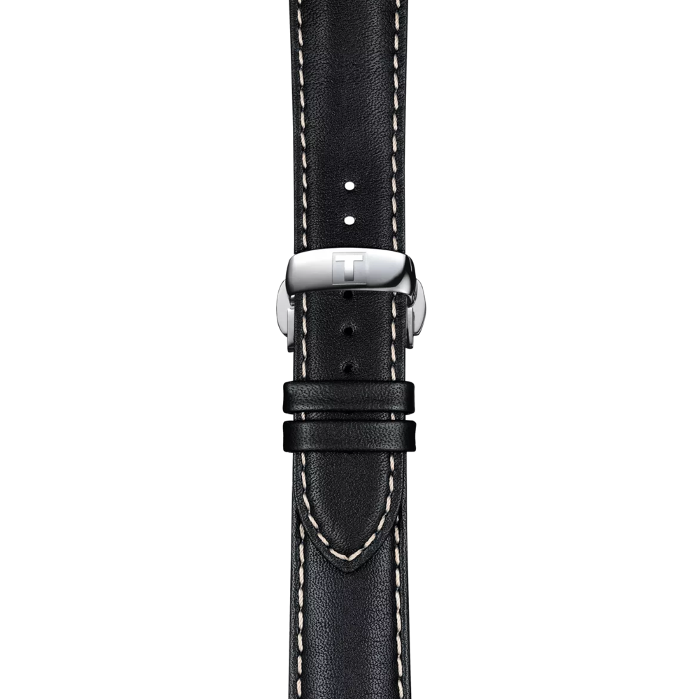 Zoom auf das Armband der Uhr Tissot Gentleman Goldlünette 40mm