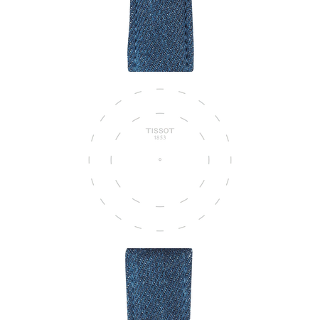 Focus on the lugs of Officiële Tissot blauw textiel band 22 mm