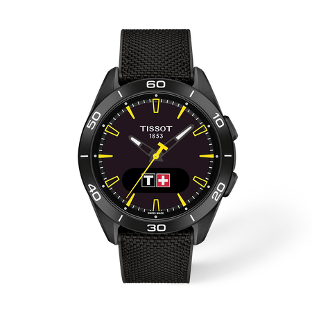 Front view of the watch Tissot T-Touch Connect Sport Jungfraubahn 43.75mm with shadow