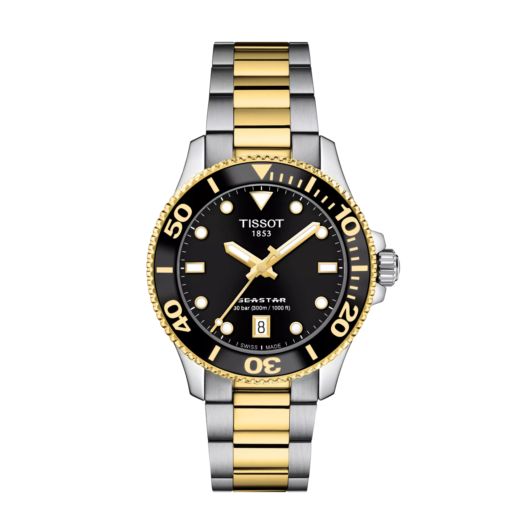 Front view of the watch Tissot Seastar 1000 36mm